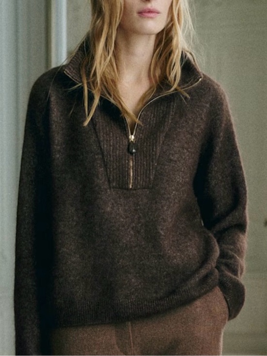 Sezane Sweaters - NWOT Sézane Tobias Half Zip Sweater in Dark Chocolate size M